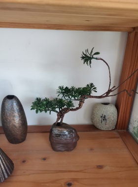 陶瓷小花瓶桌面摆件装饰简约插干花假花茶台餐桌家居绿植粗陶花器