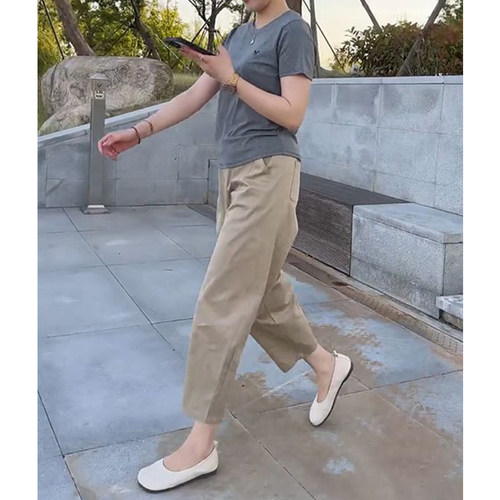 显瘦减龄时髦套装女时尚修身短袖简约高腰休闲裤春夏装搭配一整套 - 图1