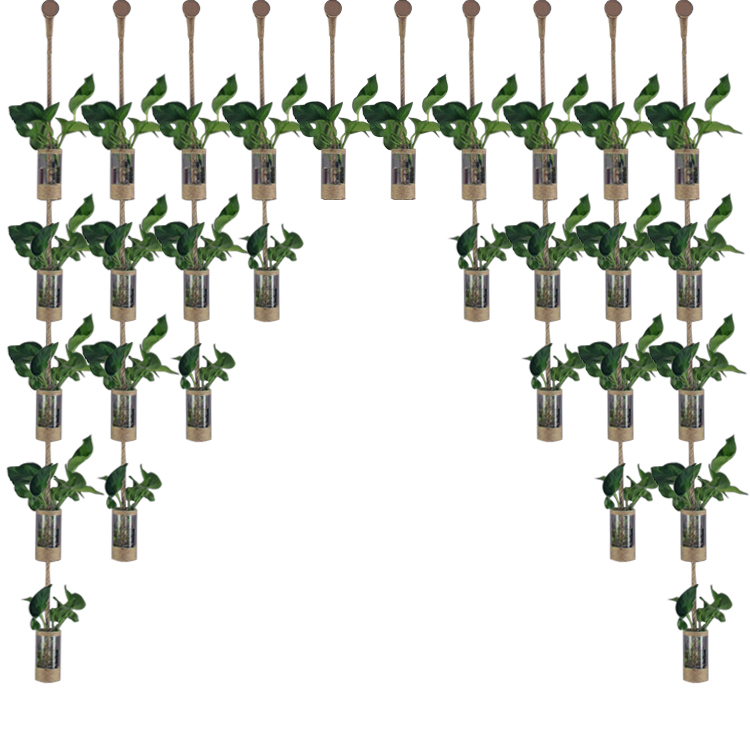 创意DIY装饰花插隔断帘麻绳玻璃水培绿植花瓶器皿家居客厅壁挂 - 图3
