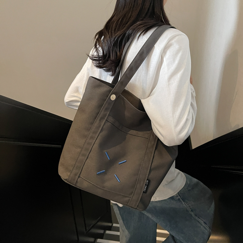 红鹮鸟日系休闲大学生上课单肩帆布包包女2025出行通勤大容量 - 图1