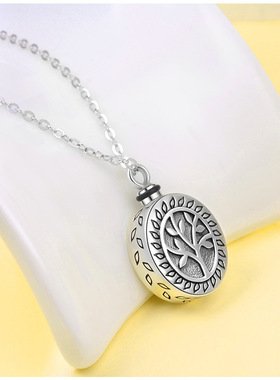 纯银纪念亲人宠物毛发骨灰盒项链