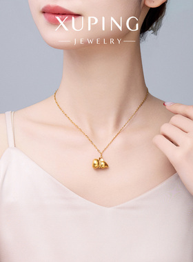 旭平仿黄金色葫芦项链时尚轻奢质感新中式气质复古高级感锁骨链