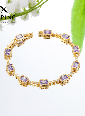 旭平彩宝系列彩轻奢时尚方形拼接手链女个性ins风送女友闺蜜礼物