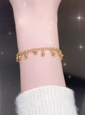 小如仿金色珠珠流苏手链女复古新中式气质小众设计高级感灵动手饰