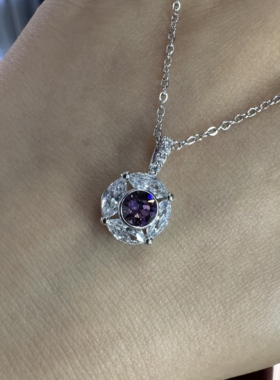 旭平铜钱简约ins风时尚个性气质款大气圆形微镶人造石仿水晶项链