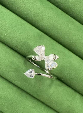 旭平甜美蝴蝶结开口戒指女复古小众设计轻奢高级感食指戒时尚指环