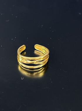 旭平中式复古港风气质合金仿黄金色开口戒指合辑个性潮人穿搭指环