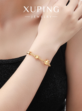 旭平仿黄金色珠珠莲花钱袋子串珠手链女高级感轻奢小众复古手串