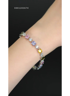 旭平彩宝系列冰糖方形手链女时尚轻奢小众设计高级感易搭手饰