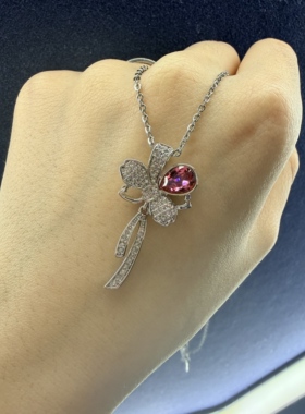 旭平仿水晶系列微镶蝴蝶结项链时尚轻奢气质小众设计高级感锁骨链