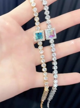 旭平方块仿水晶合金合金手链约16.5cm