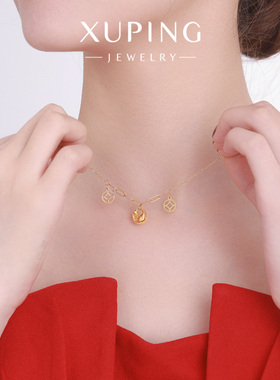 旭平镂空铜钱中古福牌钱袋项链女新中式中古风高级感轻奢锁骨链