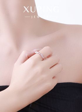 旭平滴釉粉小花仿珍珠戒指女小清新复古轻奢气质食指戒甜美指环女