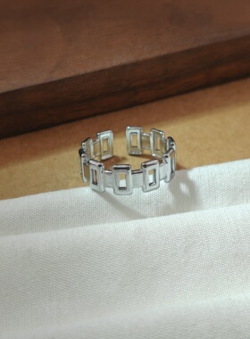 旭平几何镂空ins风戒指女时尚简约开口指环极简气质