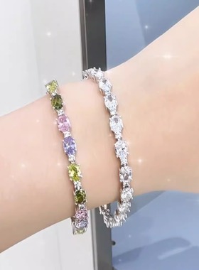 旭平彩宝系列彩色蛋面圆形手链简约轻奢叠戴闪烁轻奢气质手表扣