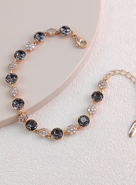 艳艳绿野仙踪仿水晶圆饼手链女新款轻奢小众气质时尚易搭手饰