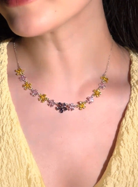 旭平【仲夏花信】彩色繁花项链女甜美气质春日氛围感精致感锁骨链