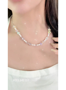 旭平合金仿珍珠隔珠仿水晶项链