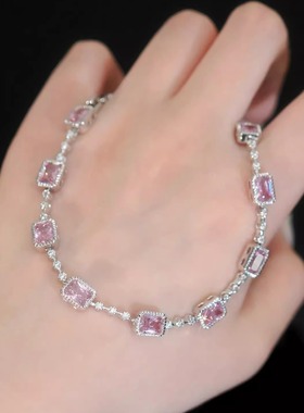 旭平彩宝系列彩轻奢时尚方形方糖拼接手链个性手饰送女友闺蜜礼物