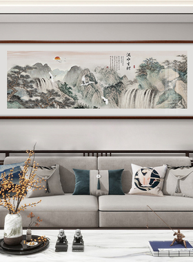 张大千山水画客厅茶室横幅国画
