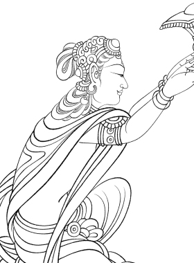 工笔画白描底稿榆林二十五窟局部板绘高清线稿初学者临摹创作参考