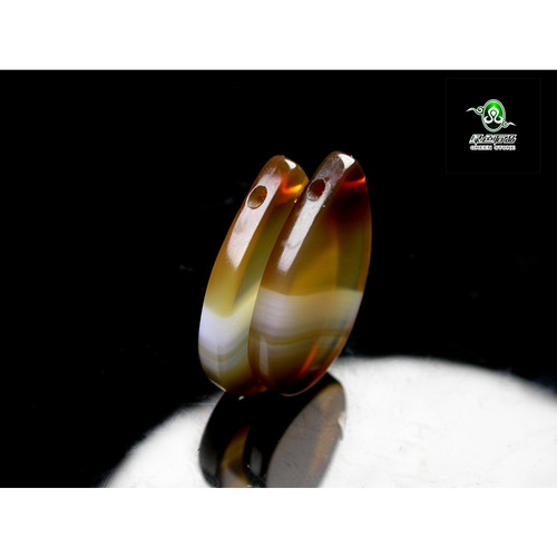 lssp/绿色石品wp26 不还价 水滴老玛瑙配珠 天然老缠丝对珠 - 图2