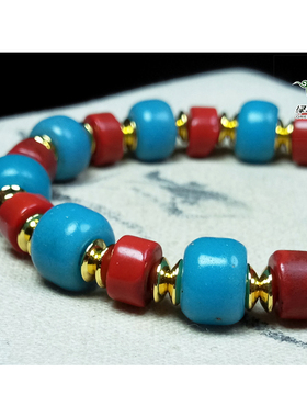 湖蓝色手链老琉璃不还价清