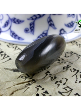 lssp/绿色石品gz676-不还价天然烟青老玛瑙西藏青灰色老玛瑙配珠