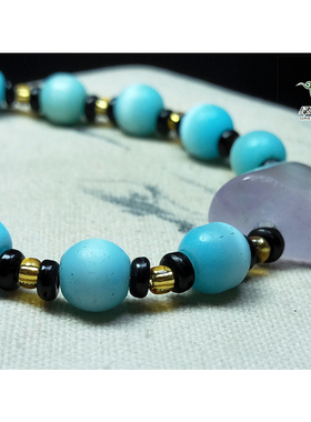 萤石淡紫色随形男女款手链老琉璃