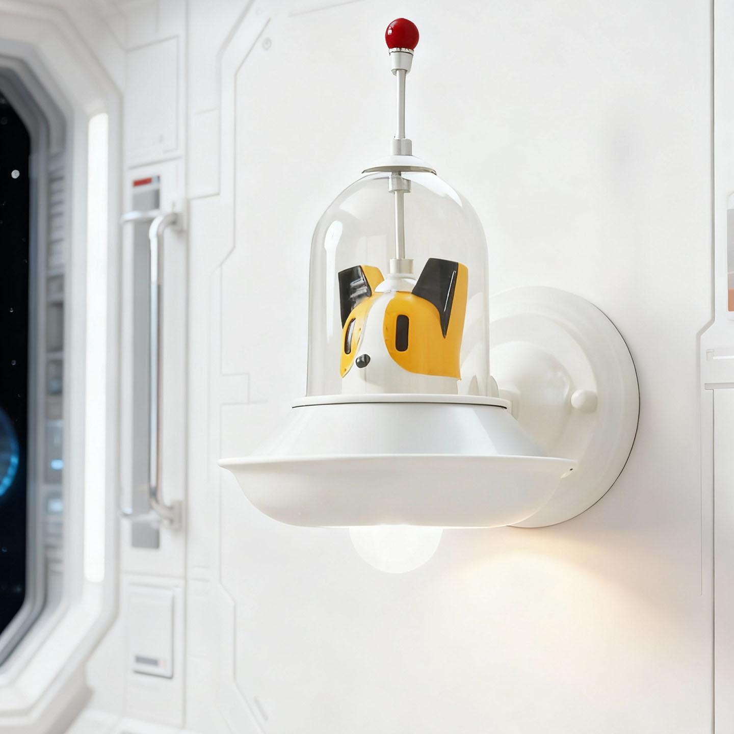 太空狗飞碟儿童房灯卧室灯壁灯铁艺卡通现代简约创意男孩灯具 - 图1