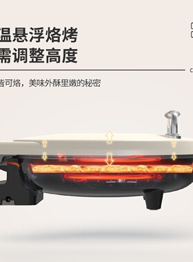 利仁电饼铛 286mm不粘加深悬浮烤盘双面加热独立温控煎包披萨烤虾