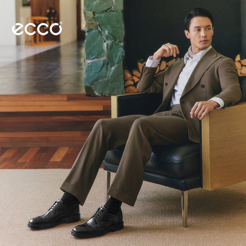 ECCO爱步德比鞋 布洛克商务增高真皮新郎皮鞋 里斯622104 622164 - 图0