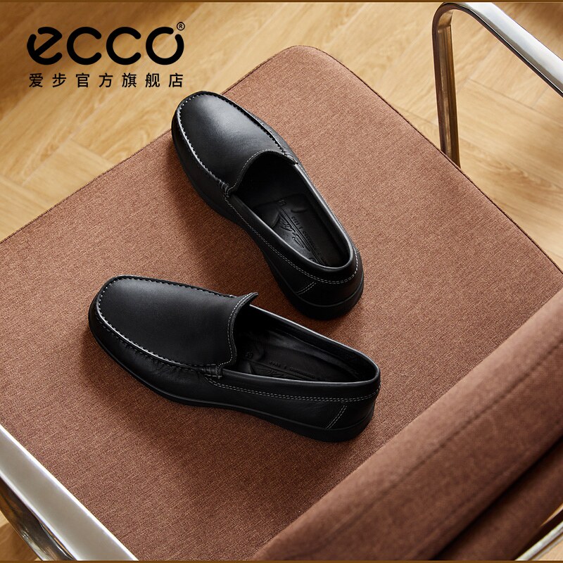 ECCO爱步乐福鞋男 夏季真皮一脚蹬皮鞋 轻巧莫克540514