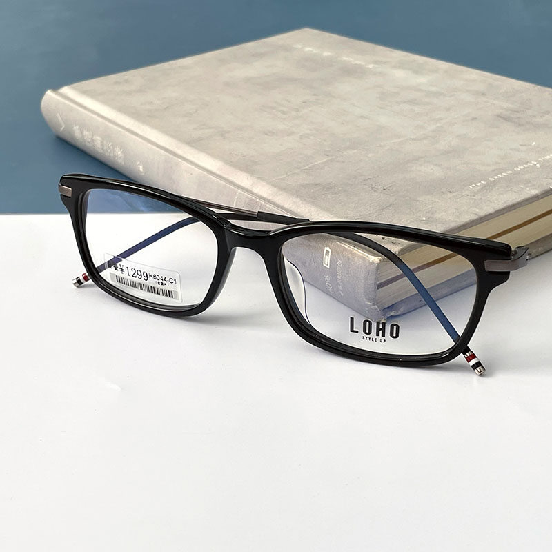 loho阿尔法系列lh6044 经典黑框板材纯钛腿光学镜近视眼镜男女款