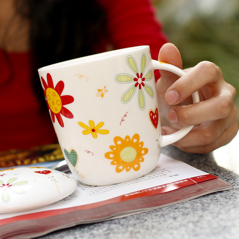 包邮创意马克杯陶瓷杯子带盖带勺子大号水杯咖啡杯奶茶杯实用