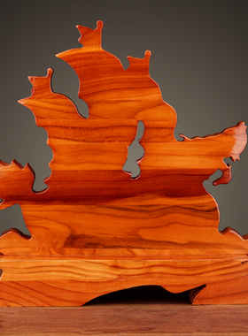 木船一帆风顺帆船摆件桃木船木雕