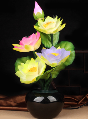 聚缘阁多彩莲花灯变色家居摆件