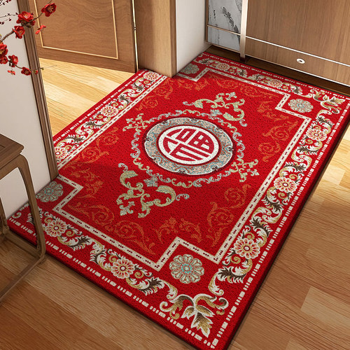 高弹云丝入户门地垫红色喜庆防滑耐脏乔迁之喜进门地毯垫免洗脚垫 - 图2