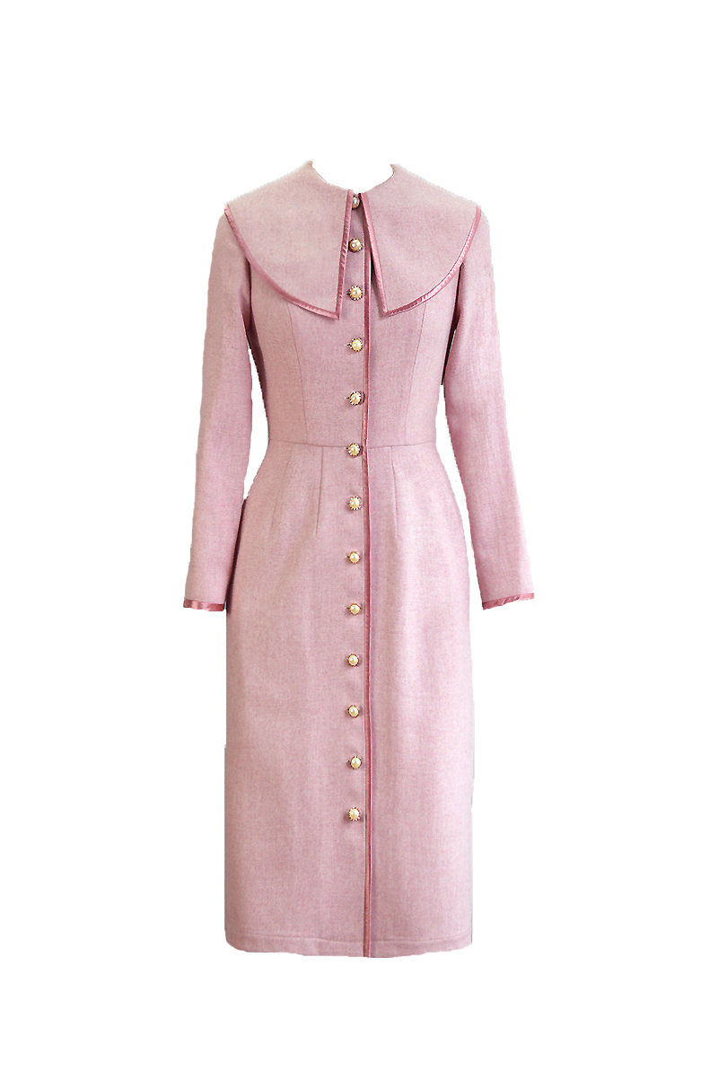 特价处理不退不换直身裙大翻领包臀连衣裙修身显瘦单排扣长袖气质 - 图3