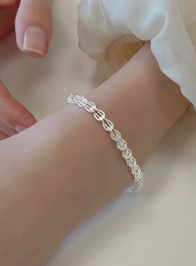 S999纯银凤尾手链女小众设计波光粼粼满天星手链轻奢气质简约手饰