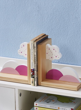 实木书挡摆件创意卡通卧室装饰品