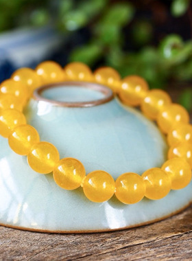 天然黄玉髓手链女手串七夕节礼物情人节礼品招财手链男黄水晶