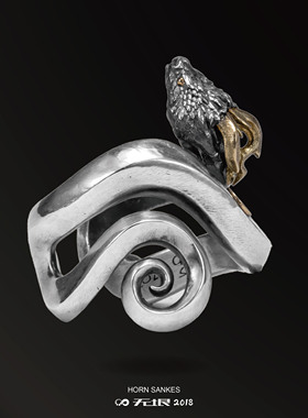 无垠925银18K金进化版素面蛇戒指