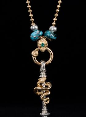 无垠925银18K巨蛇星环.项链配扣