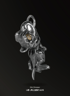 无垠可爱复古小恐龙925银吊坠