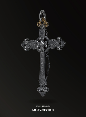 无垠925银十字架骷髅原创吊坠