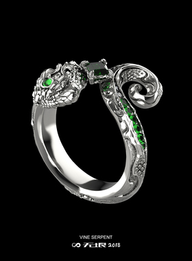 无垠藤蛇卷尾细戒指925银18K金