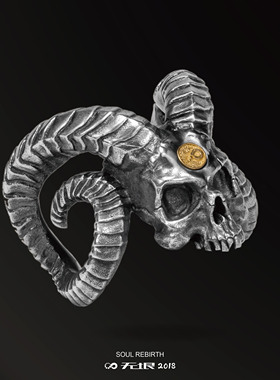 WUYIIN无垠925银18K金骷髅戒指