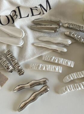 4/24Pcs Silver Y2k Hair Clips for Women Elegant Metal Duckbi