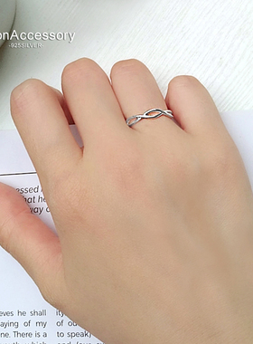 简约线条交集戒指纯银